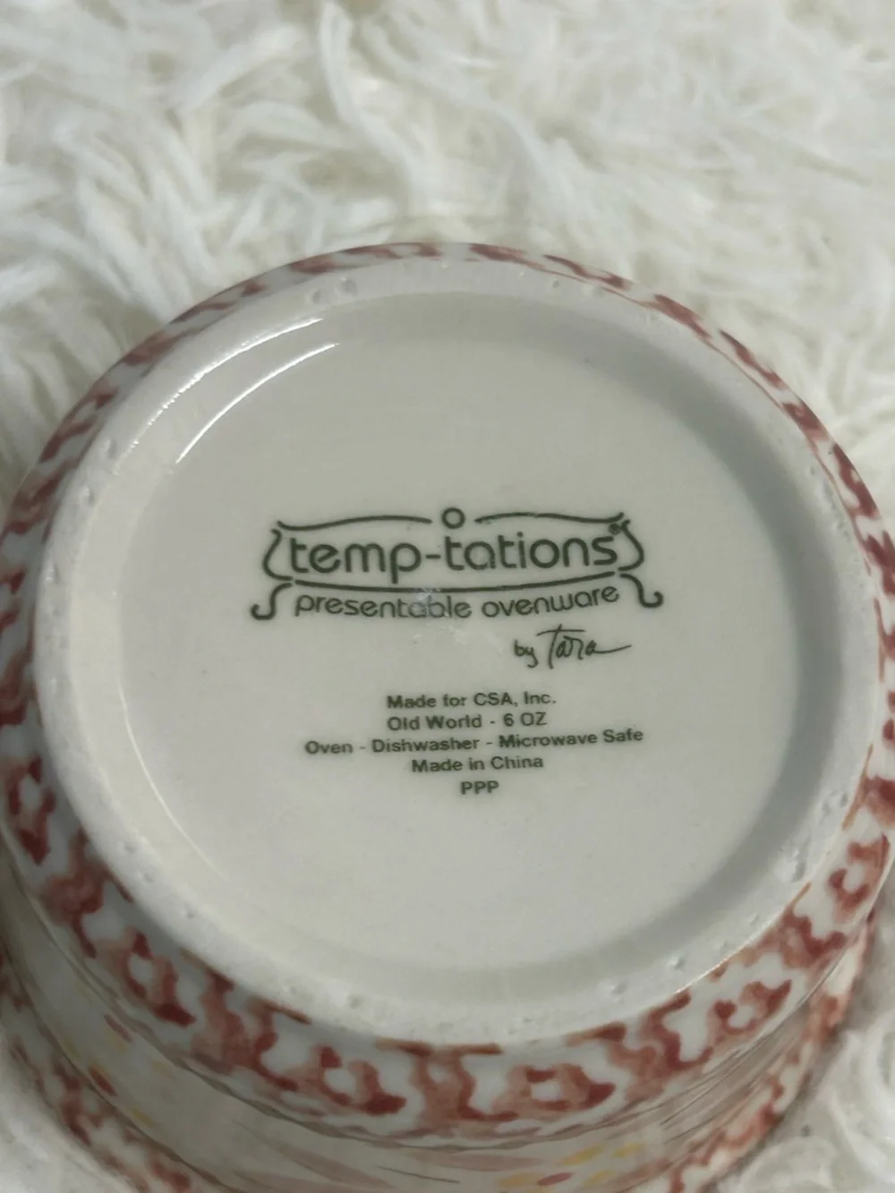 Temp-Tations Hand-Painted Ceramic Ramekin in Peach, Cream & Yellow Floral